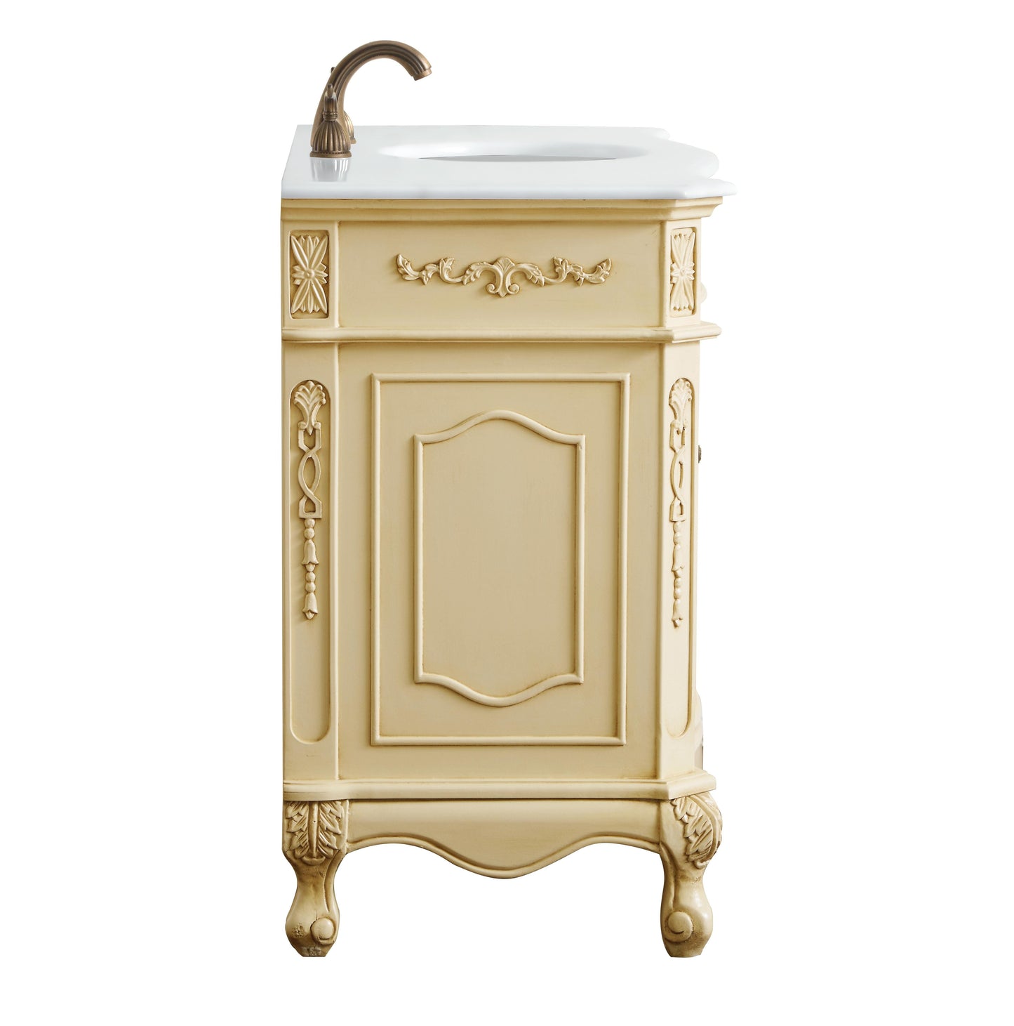 48 inch Single Bathroom Vanity in Light Antique Beige with Ivory White Engineered Marble - BC1004836LT