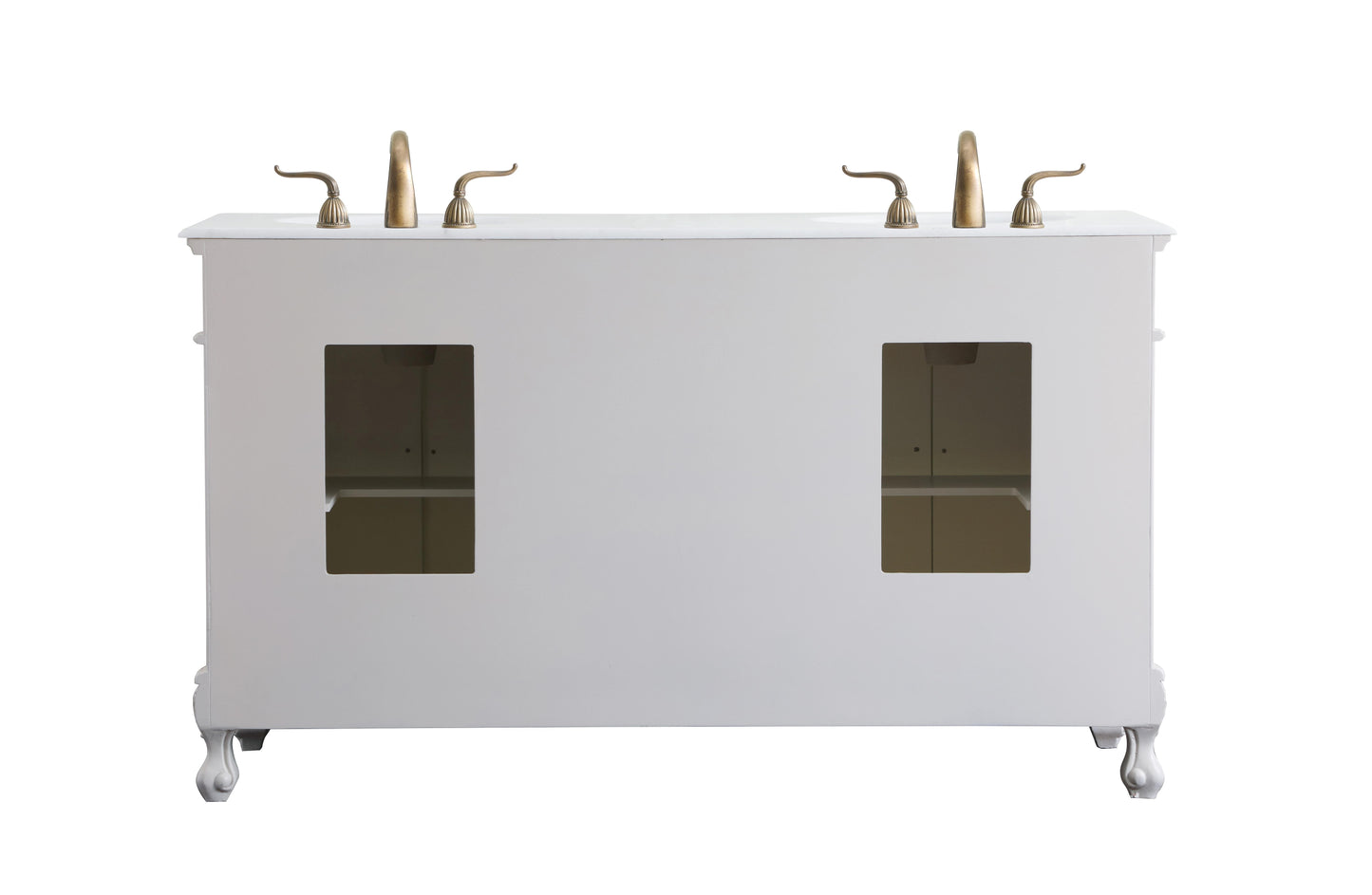 60 inch Double Bathroom Vanity in Antique White with Ivory White Engineered Marble - BC100D6036AW