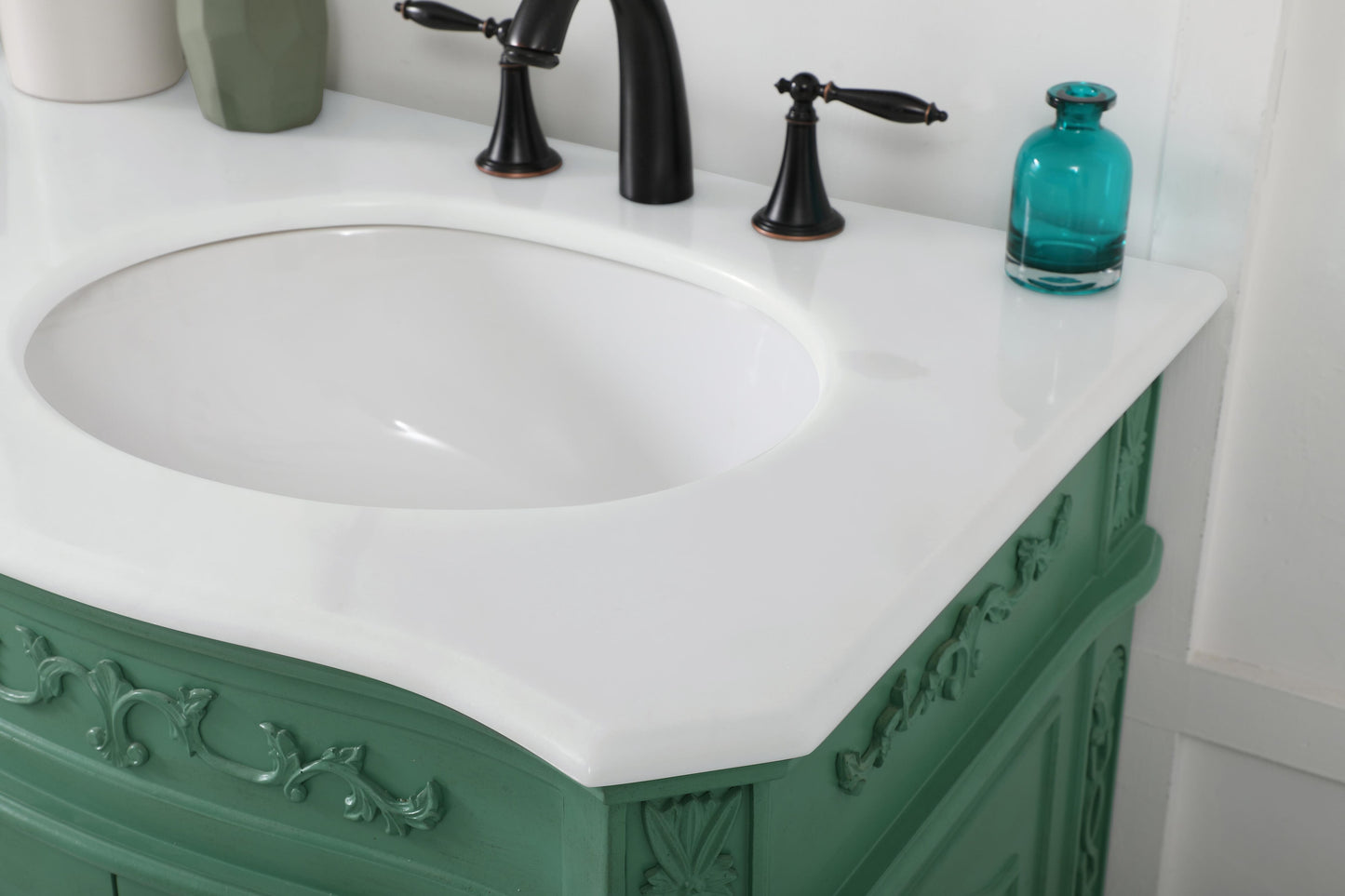 60 inch Double Bathroom Vanity in Vintage Mint with Ivory White Engineered Marble