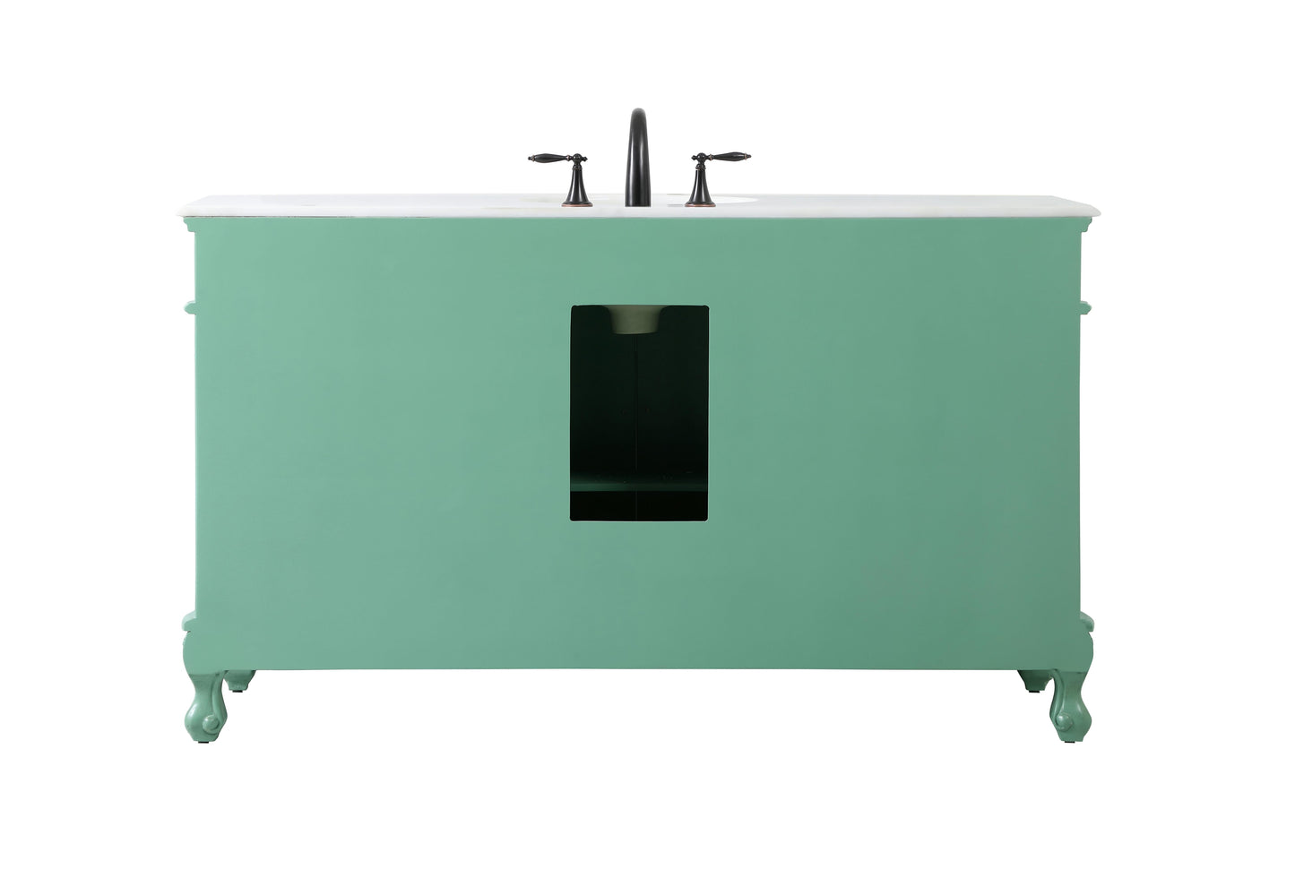 60 inch Single Bathroom Vanity in Vintage Mint with Ivory White Engineered Marble