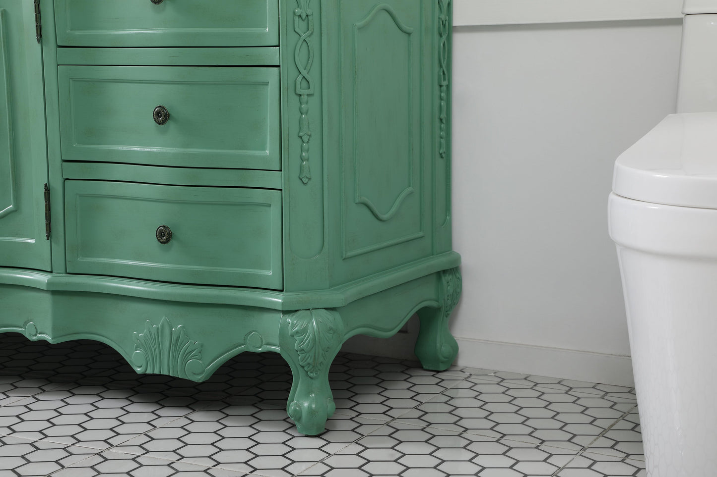 60 inch Single Bathroom Vanity in Vintage Mint with Ivory White Engineered Marble