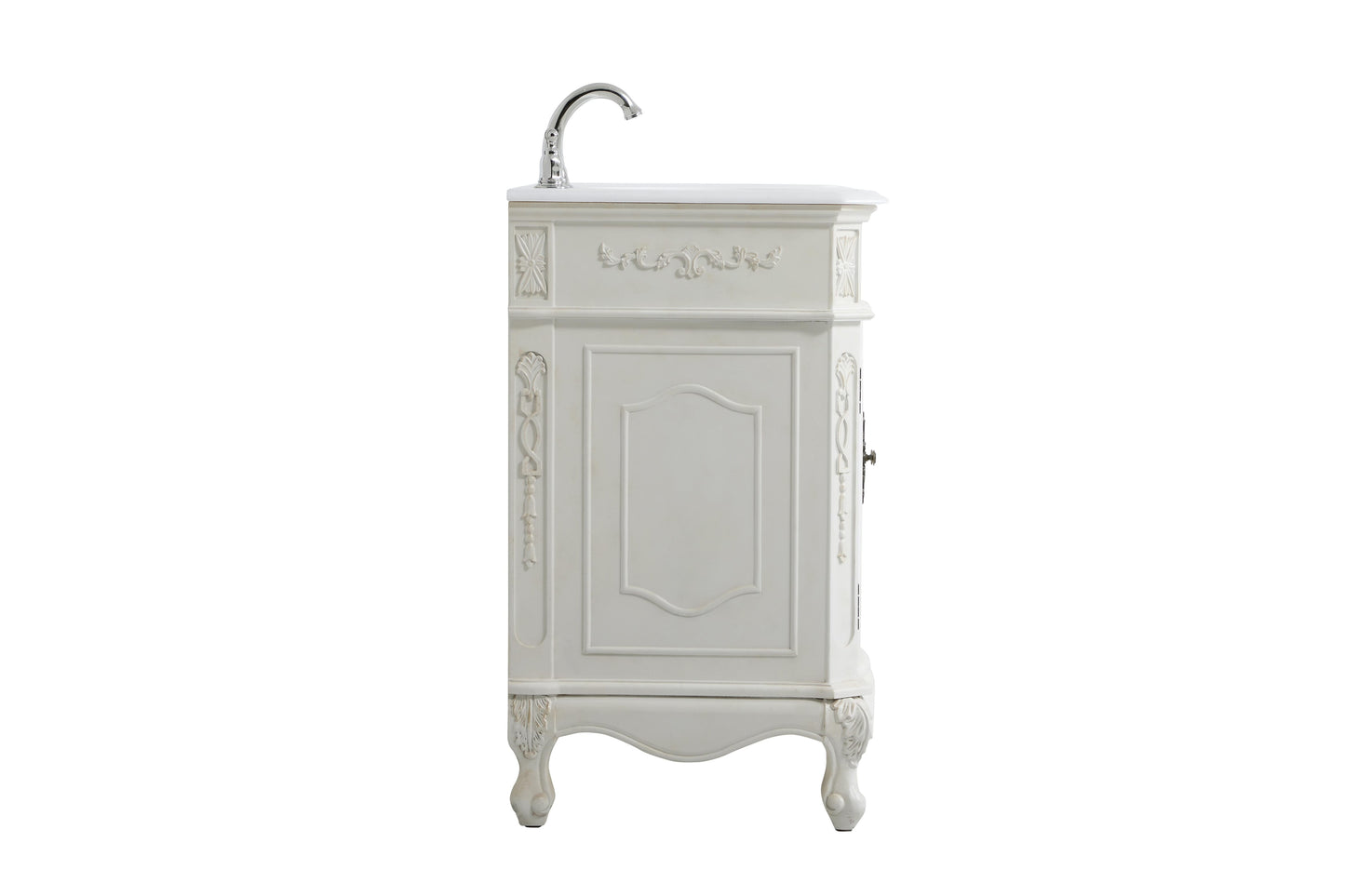 72 inch Double Bathroom Vanity in Antique White with Ivory White Engineered Marble