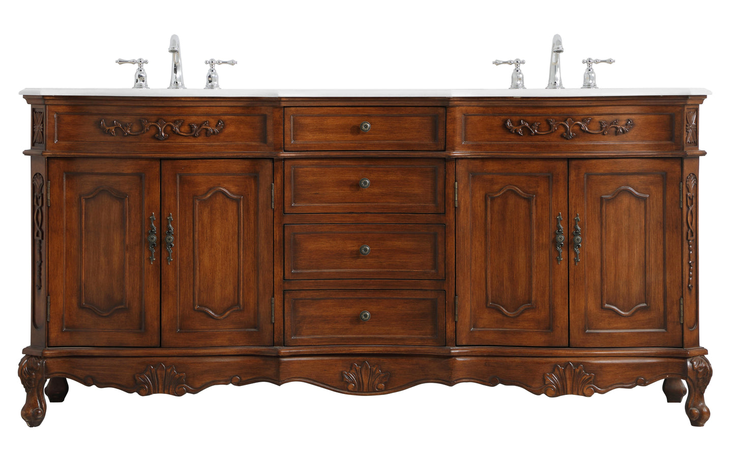 72 inch Double Bathroom Vanity in Teak with Ivory White Engineered Marble - BC100D7236TK