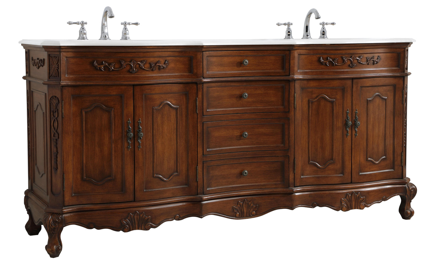 72 inch Double Bathroom Vanity in Teak with Ivory White Engineered Marble - BC100D7236TK