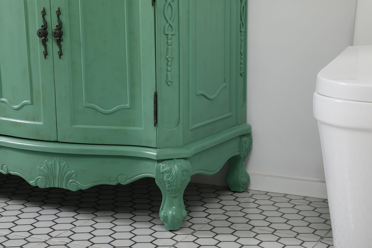 72 inch Double Bathroom Vanity in Vintage Mint with Ivory White Engineered Marble