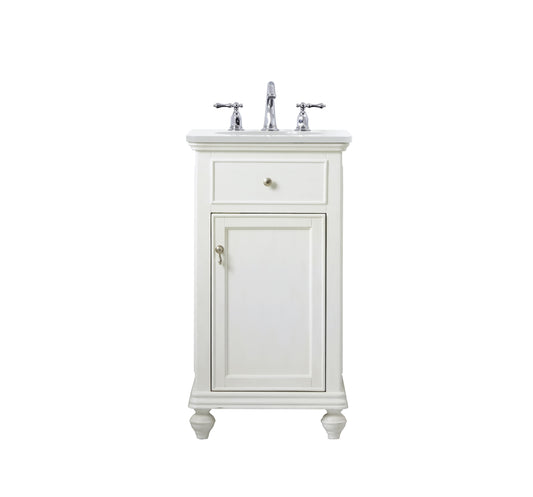 19 inch Single Bathroom Vanity in Antique White with Ivory White Engineered Marble - BC1101935AW