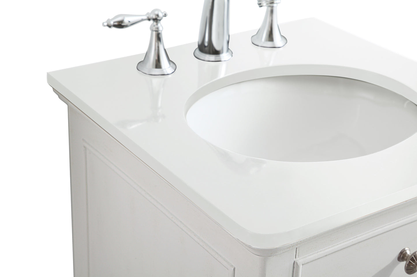 19 inch Single Bathroom Vanity in Antique White with Ivory White Engineered Marble - BC1101935AW