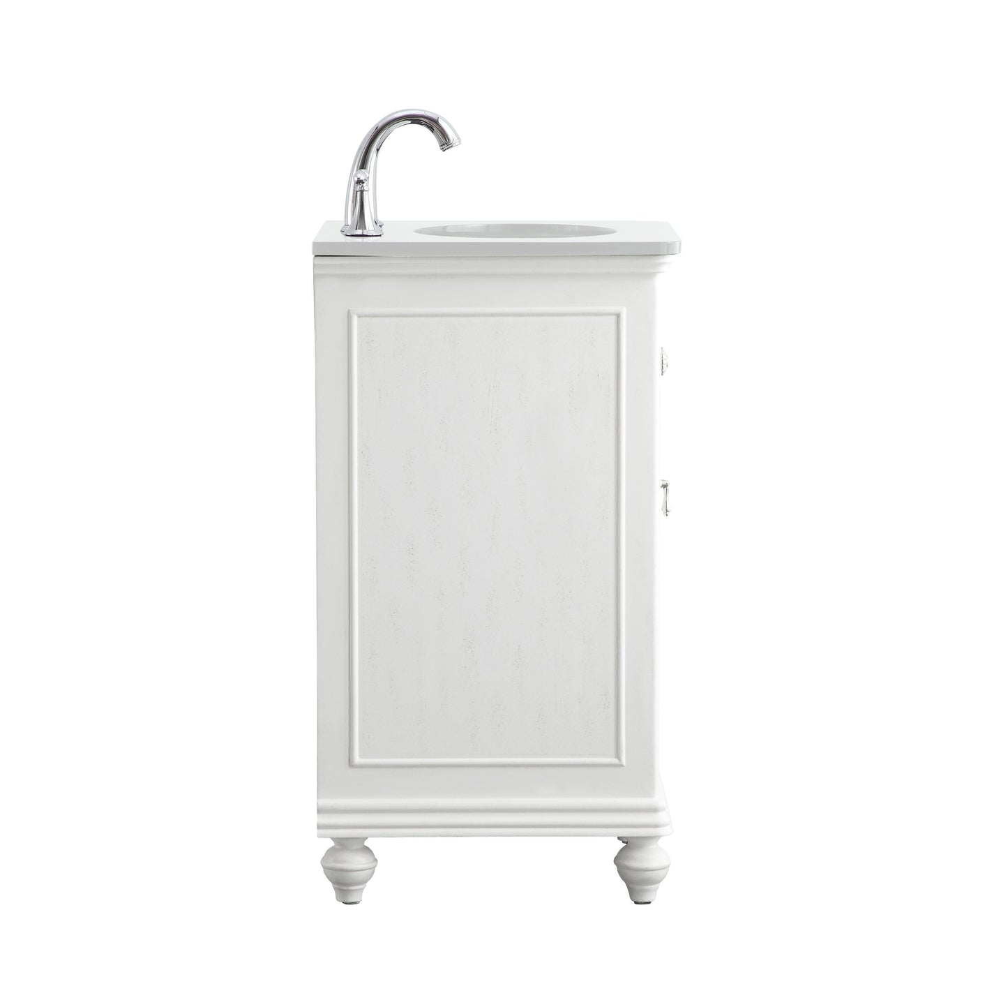 19 inch Single Bathroom Vanity in Antique White with Ivory White Engineered Marble - BC1101935AW