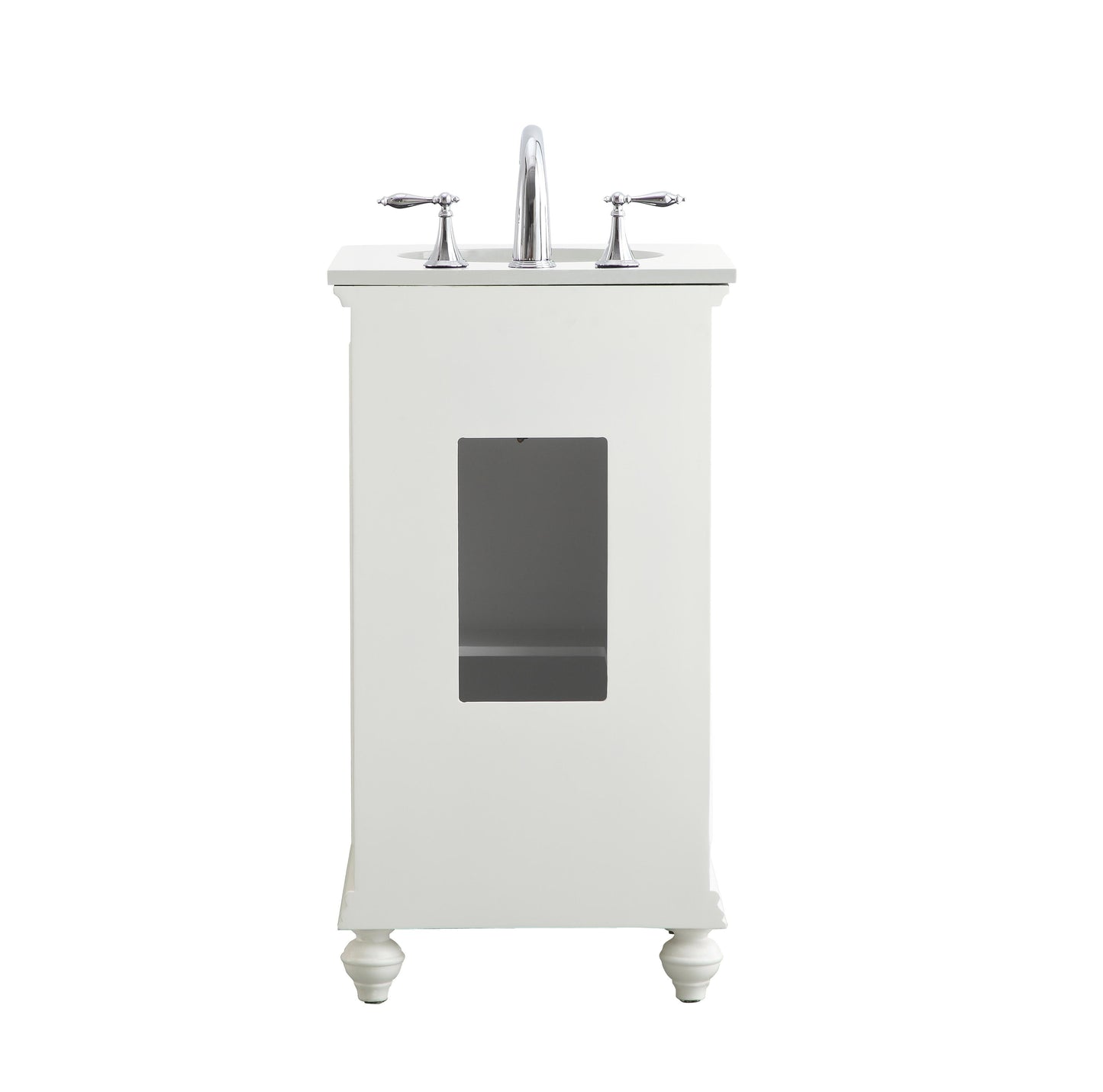 19 inch Single Bathroom Vanity in Antique White with Ivory White Engineered Marble - BC1101935AW