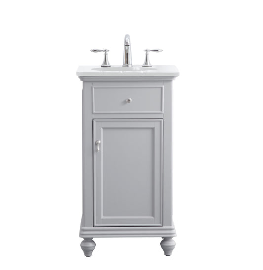 19 inch Single Bathroom Vanity in Light Grey with Ivory White Engineered Marble - BC1101935GR