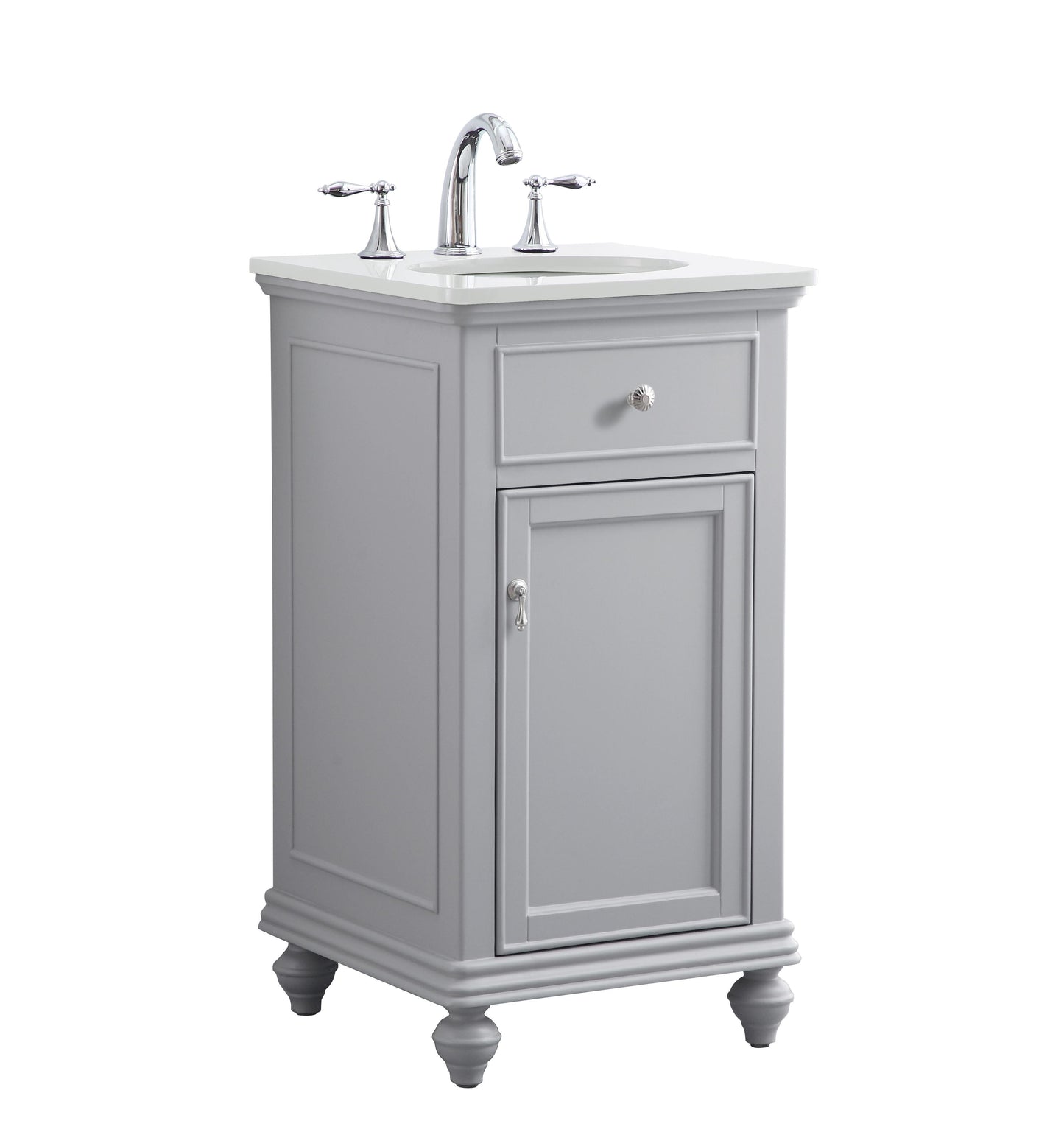 19 inch Single Bathroom Vanity in Light Grey with Ivory White Engineered Marble - BC1101935GR