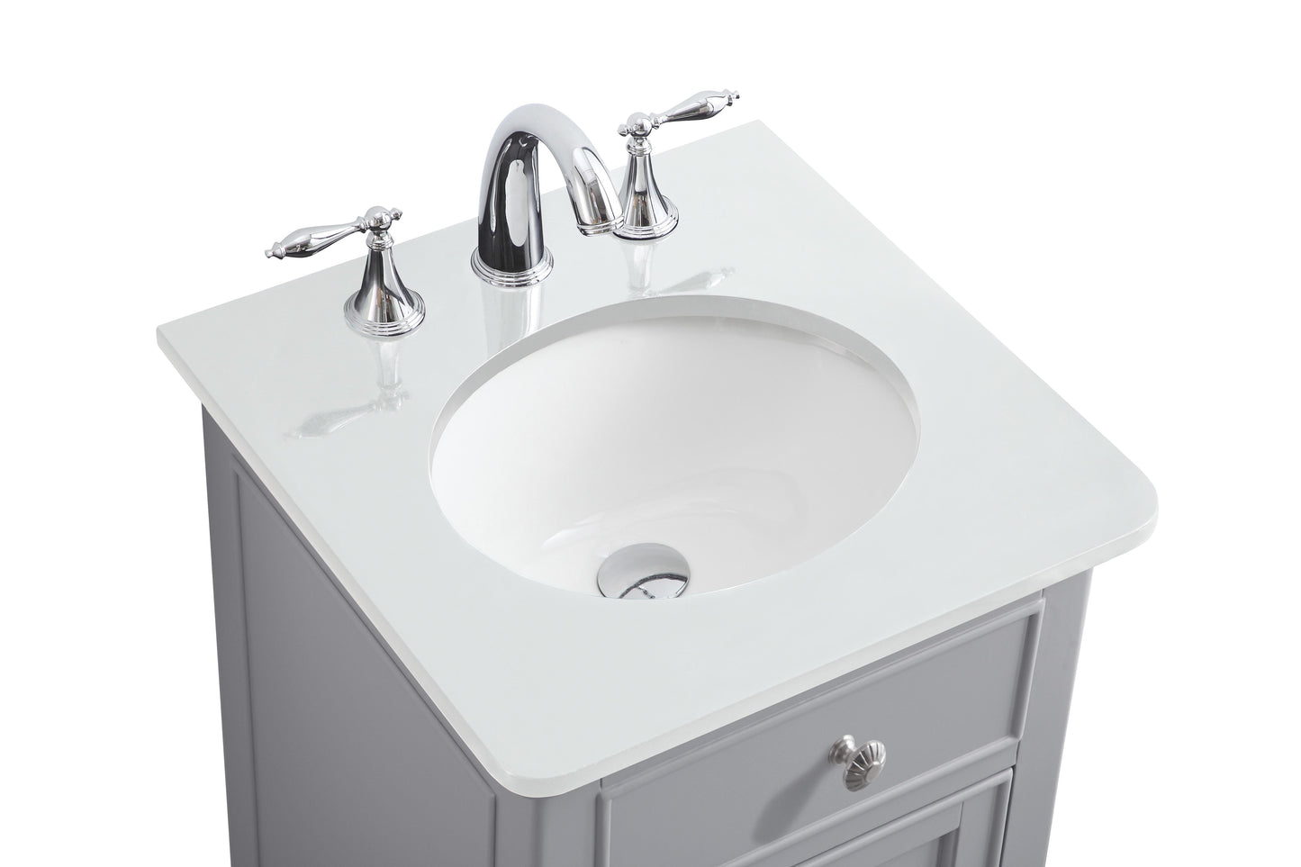 19 inch Single Bathroom Vanity in Light Grey with Ivory White Engineered Marble - BC1101935GR