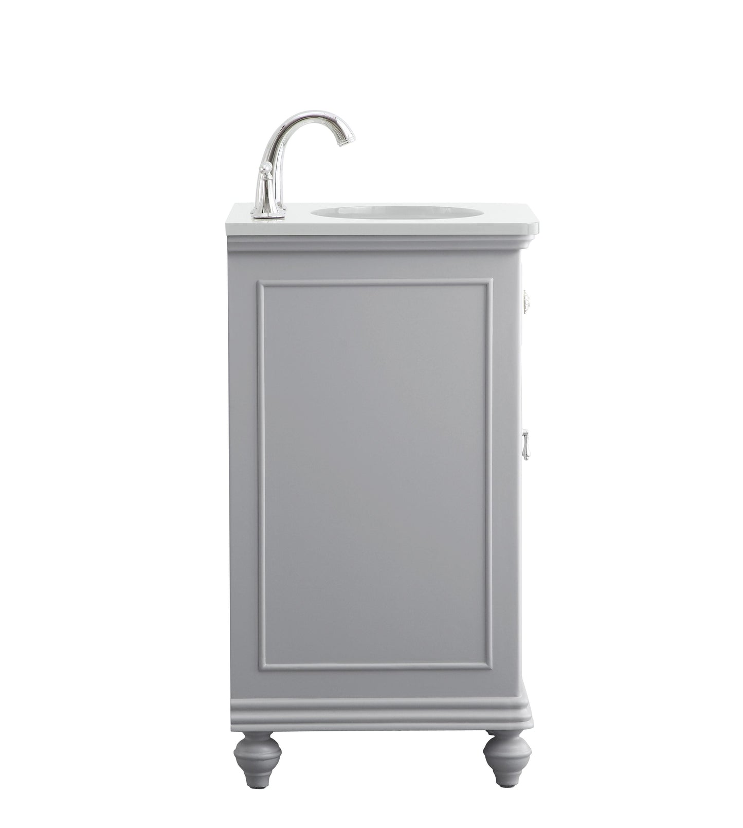 19 inch Single Bathroom Vanity in Light Grey with Ivory White Engineered Marble - BC1101935GR