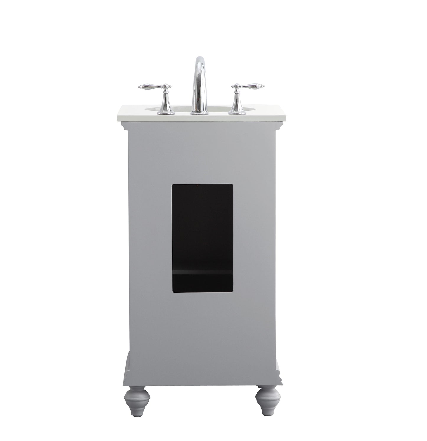 19 inch Single Bathroom Vanity in Light Grey with Ivory White Engineered Marble - BC1101935GR