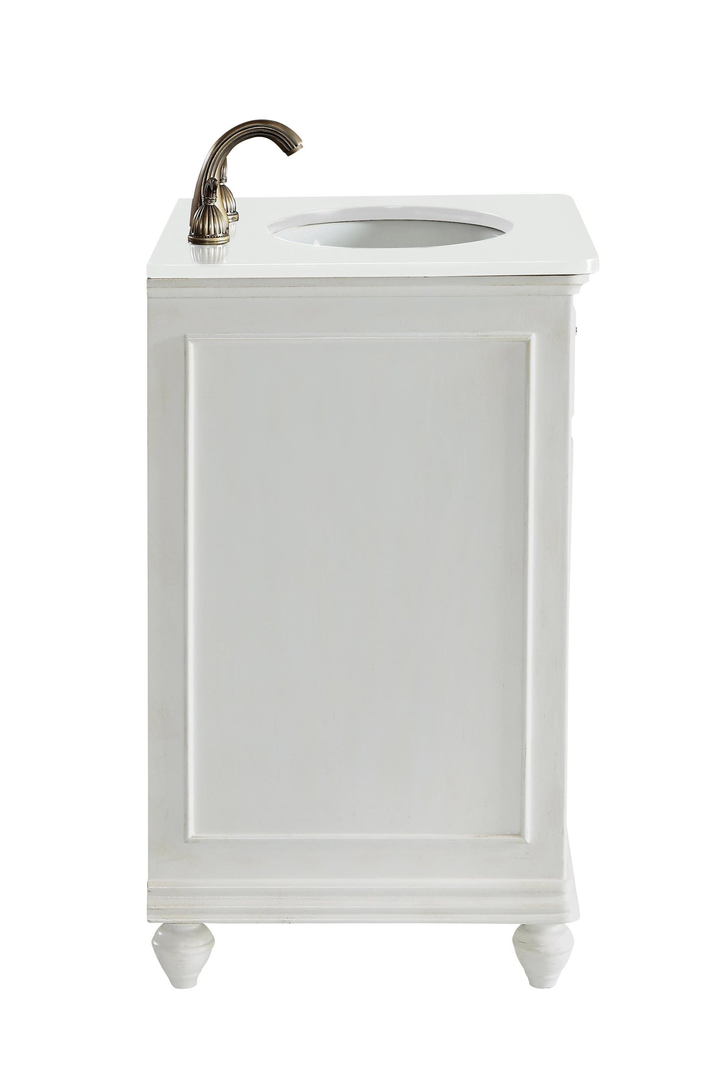 24 inch Single Bathroom Vanity in Antique White with Ivory White Engineered Marble - BC1102435AW