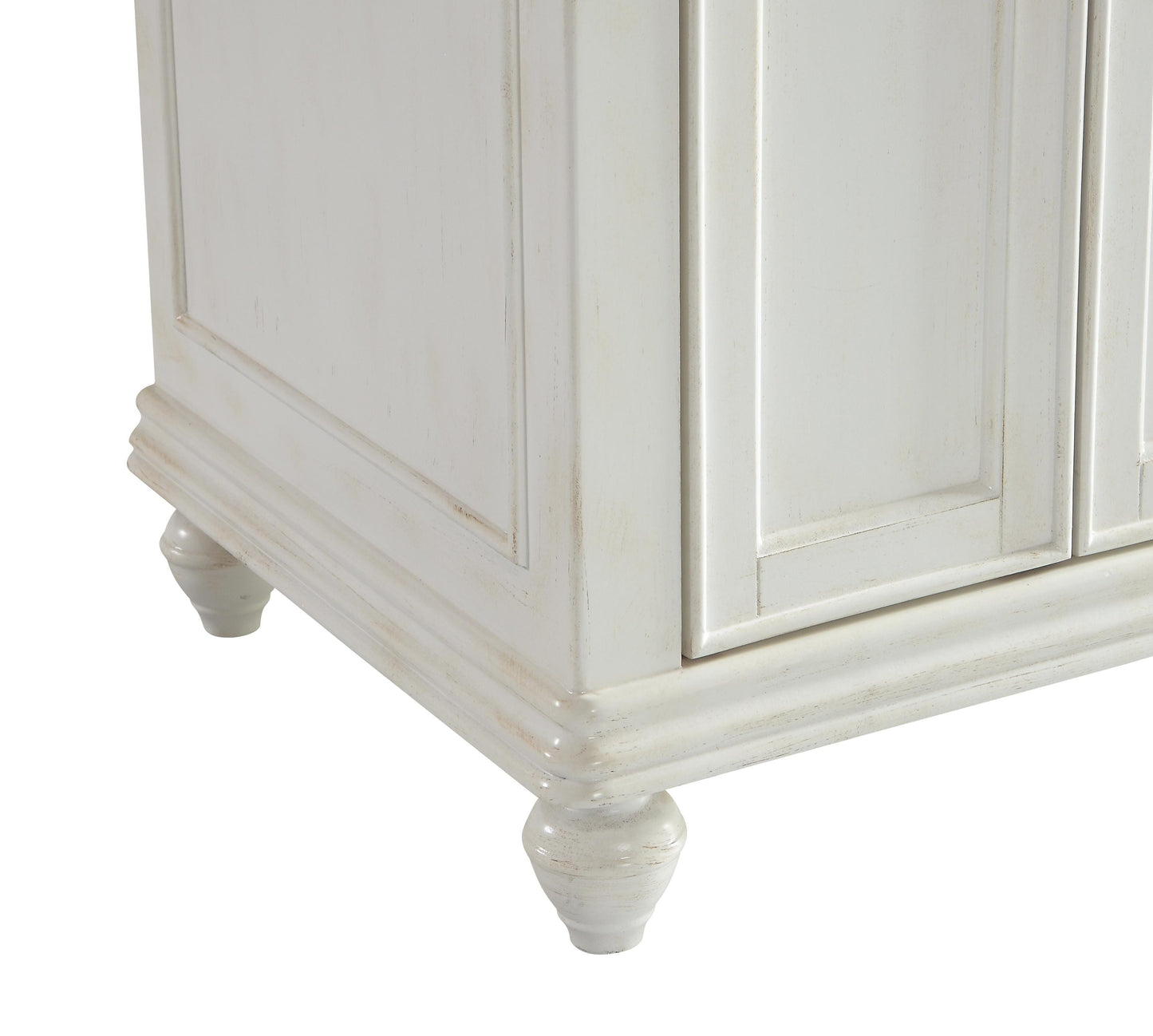 24 inch Single Bathroom Vanity in Antique White with Ivory White Engineered Marble - BC1102435AW