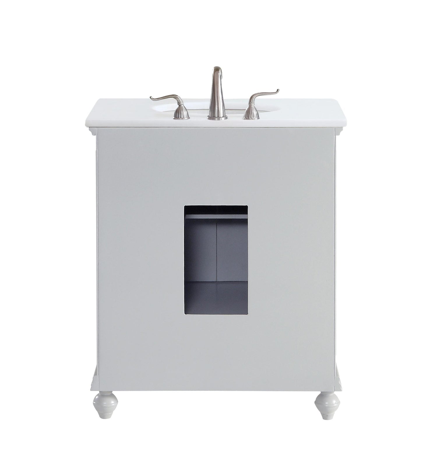 30 inch Single Bathroom Vanity in Light Grey with Ivory White Engineered Marble - BC1103035GR