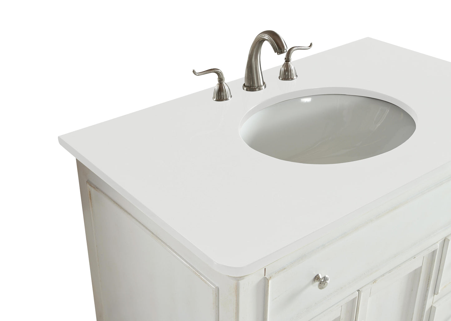 36 inch Single Bathroom Vanity in Antique White with Ivory White Engineered Marble - BC1103635AW