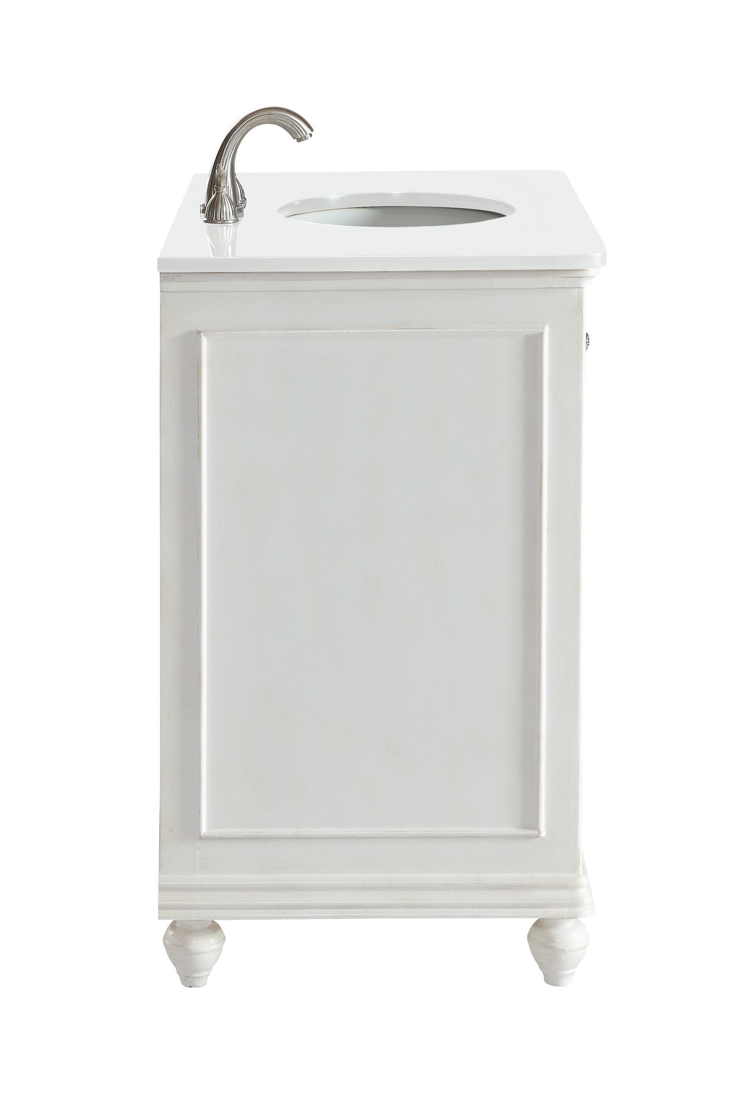 36 inch Single Bathroom Vanity in Antique White with Ivory White Engineered Marble - BC1103635AW