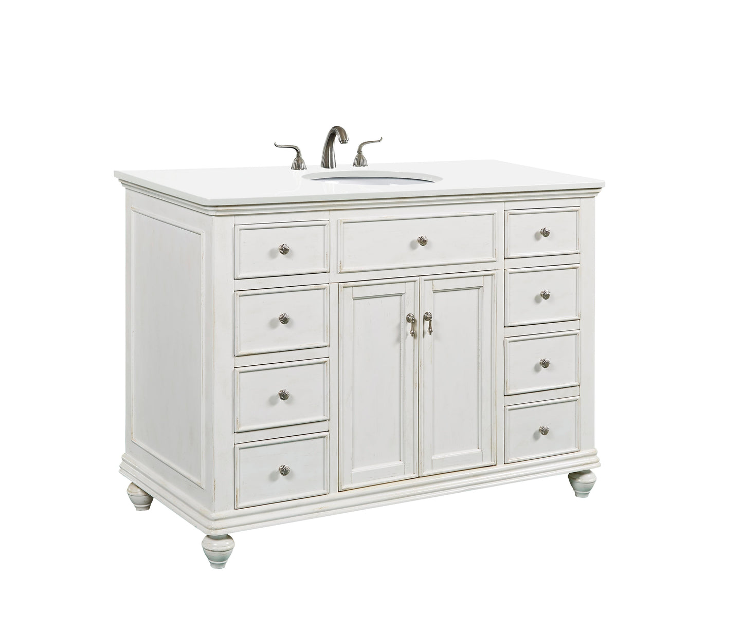 48 inch Single Bathroom Vanity in Antique White with Ivory White Engineered Marble - BC1104835AW