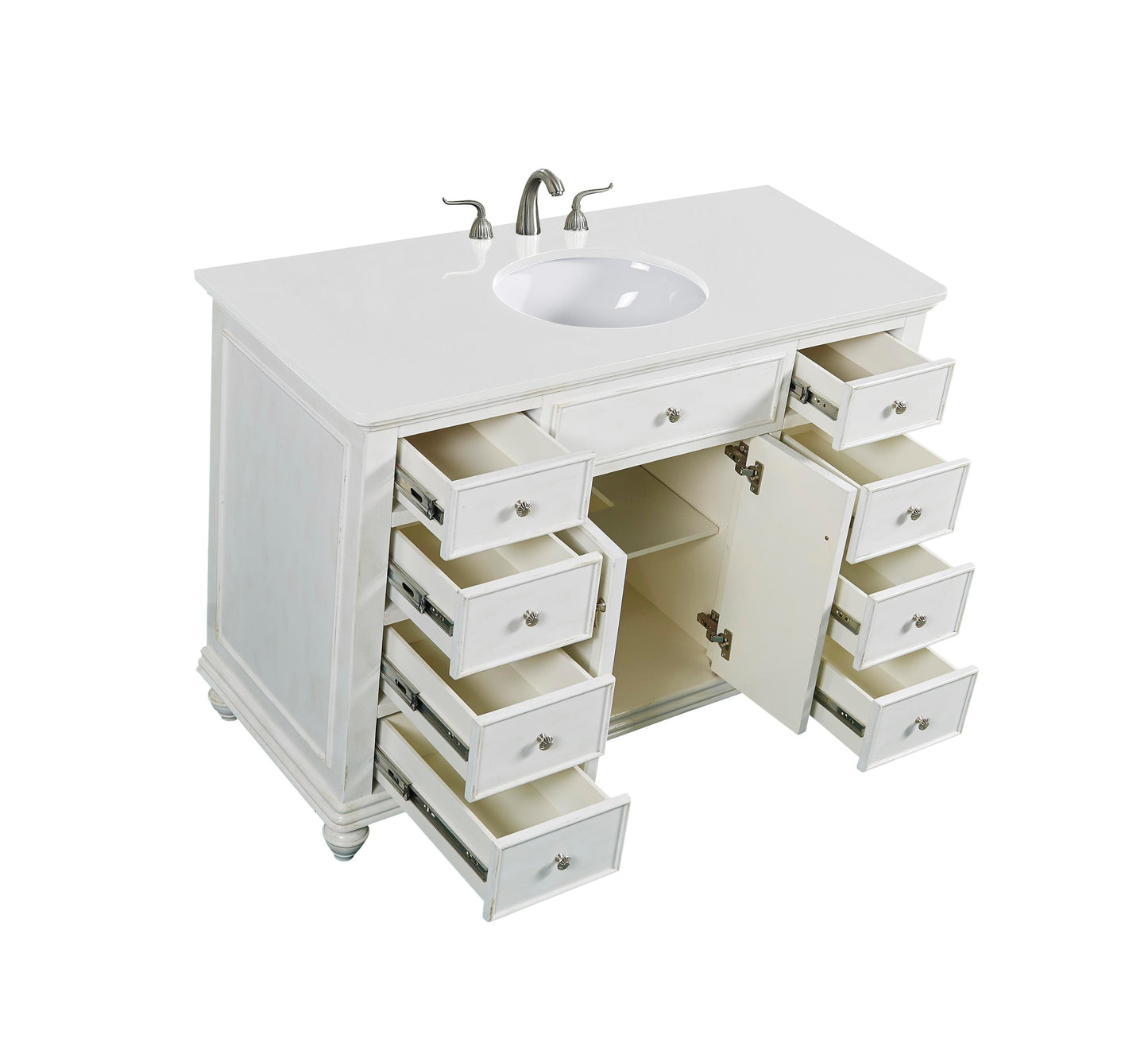 48 inch Single Bathroom Vanity in Antique White with Ivory White Engineered Marble - BC1104835AW