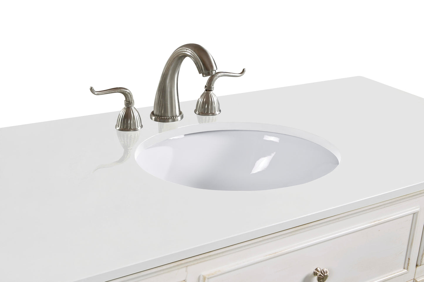 48 inch Single Bathroom Vanity in Antique White with Ivory White Engineered Marble - BC1104835AW