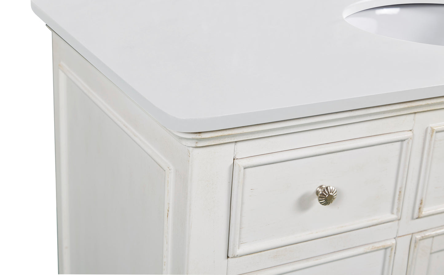 48 inch Single Bathroom Vanity in Antique White with Ivory White Engineered Marble - BC1104835AW