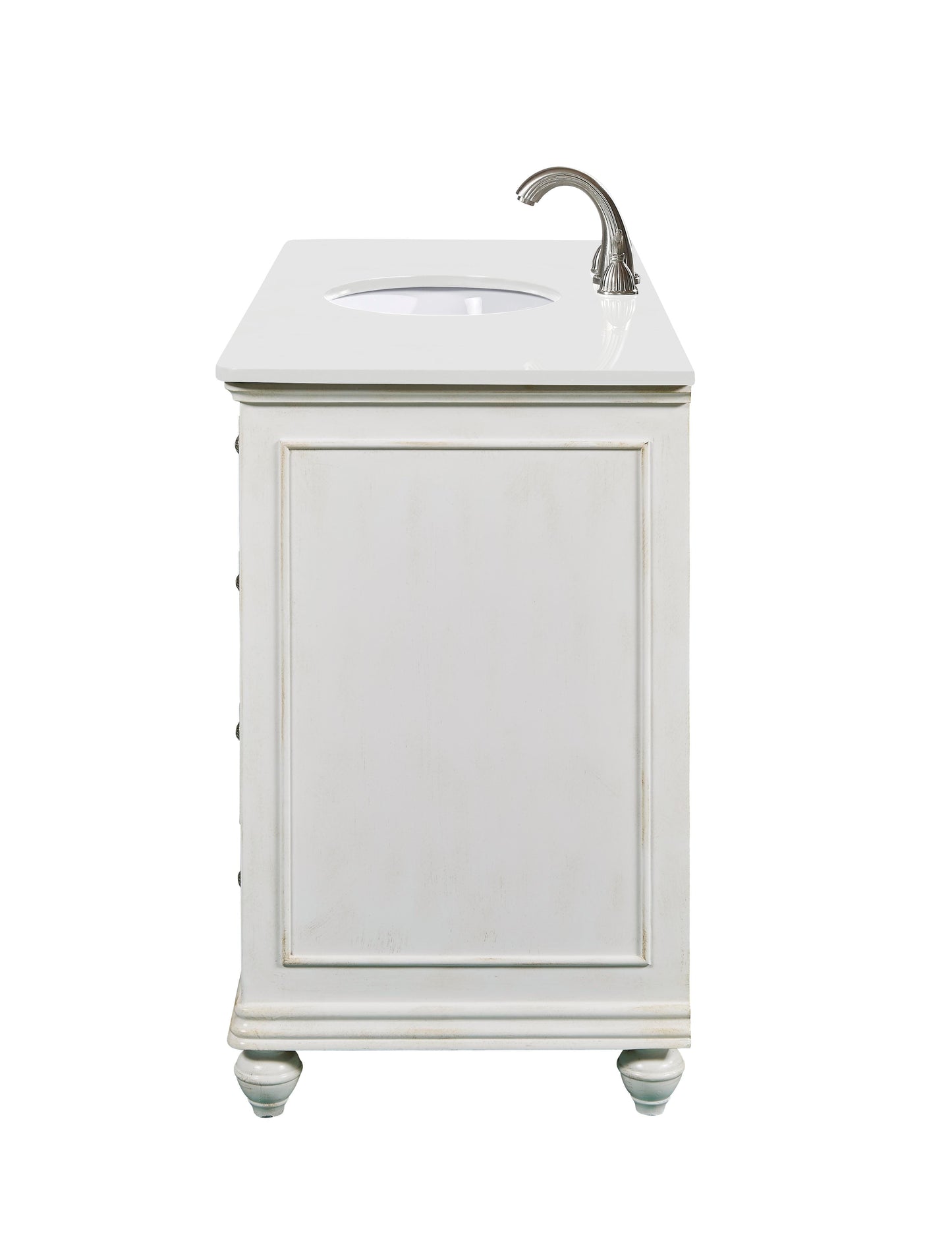 48 inch Single Bathroom Vanity in Antique White with Ivory White Engineered Marble - BC1104835AW