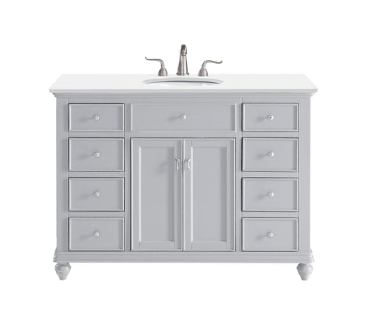 48 inch Single Bathroom Vanity in Light Grey with Ivory White Engineered Marble - BC1104835GR