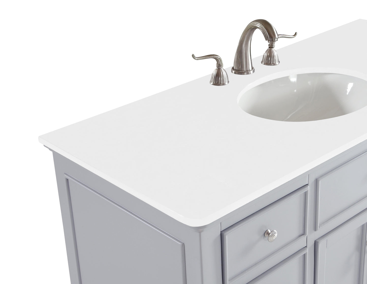 48 inch Single Bathroom Vanity in Light Grey with Ivory White Engineered Marble - BC1104835GR