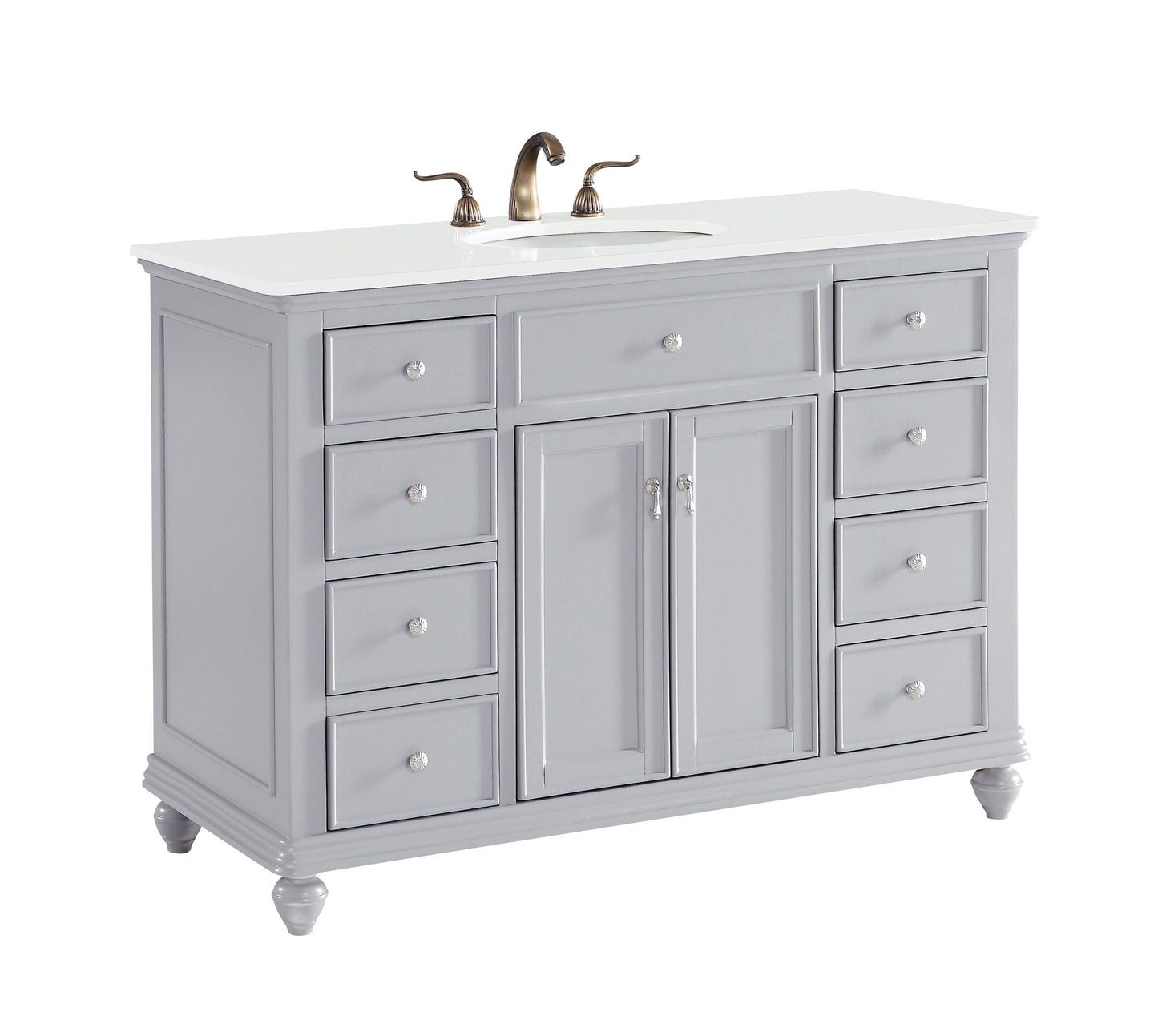 48 inch Single Bathroom Vanity in Light Grey with Ivory White Engineered Marble - BC1104835GR