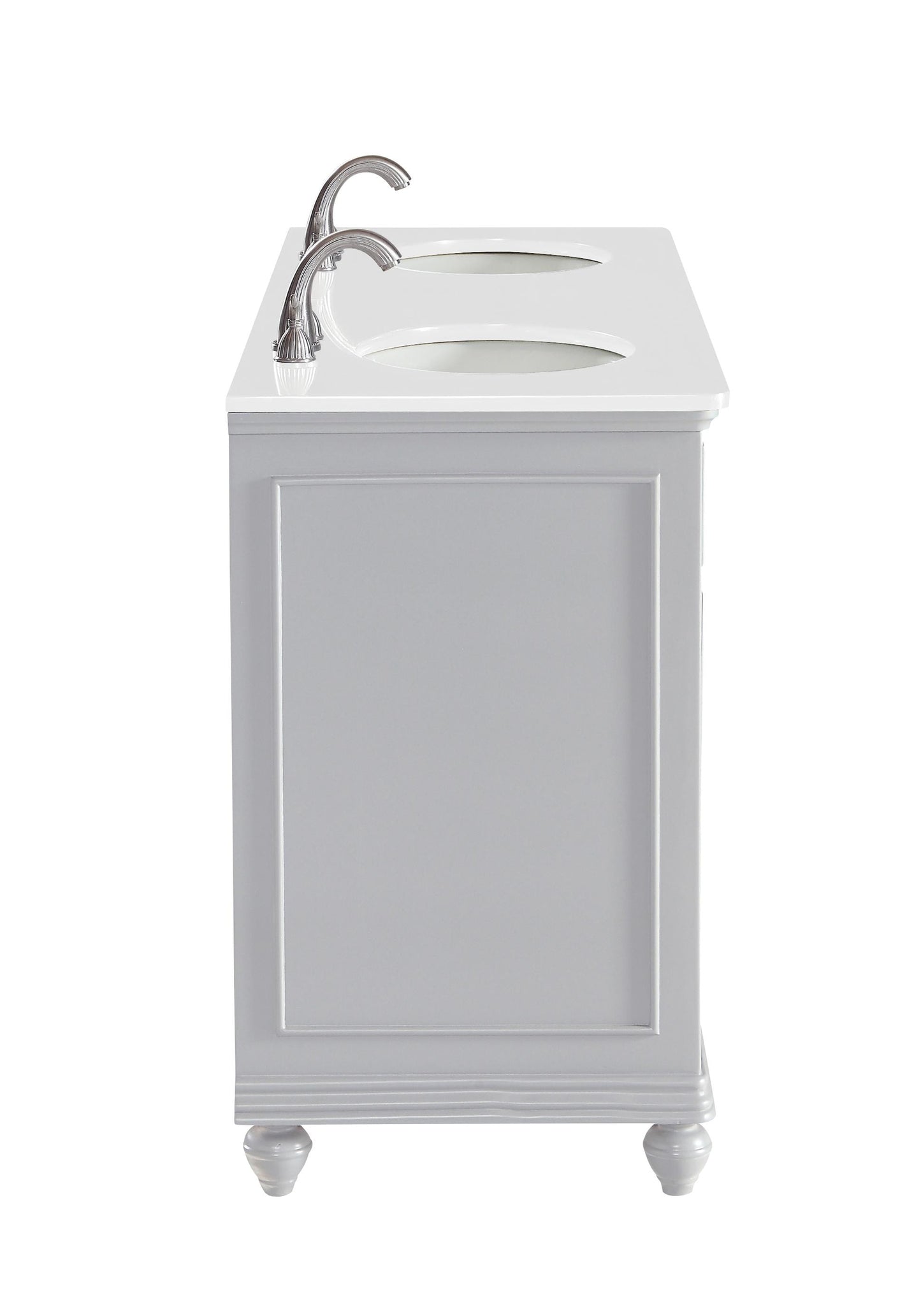 60 inch Double Bathroom Vanity in Light Grey with Ivory White Engineered Marble - BC1106035GR