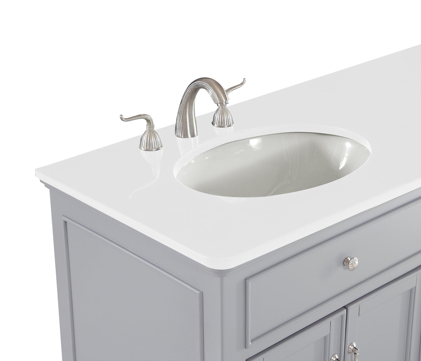 60 inch Double Bathroom Vanity in Light Grey with Ivory White Engineered Marble - BC1106035GR