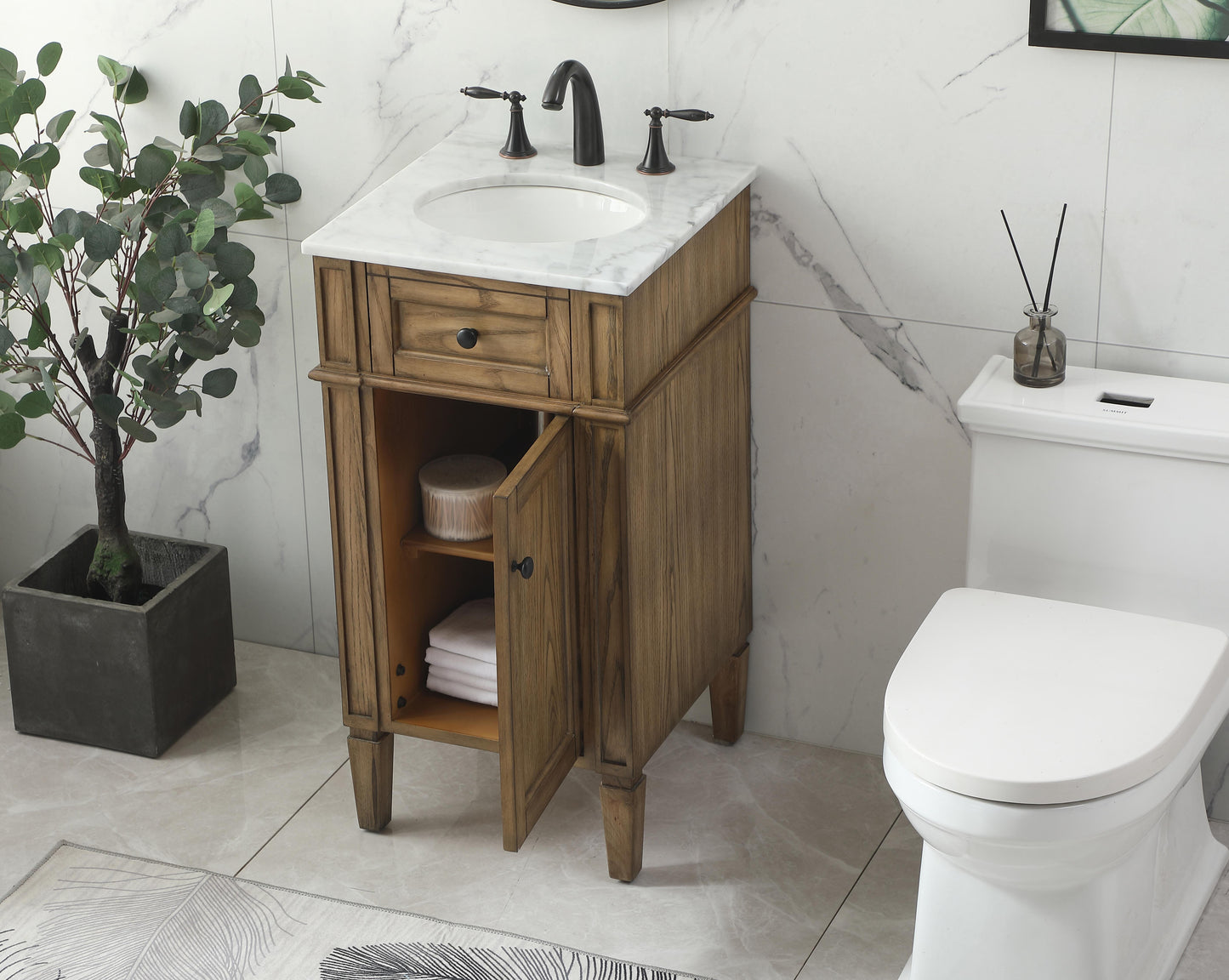 18 inch Single Bathroom Vanity in Driftwood - BC1201835DW