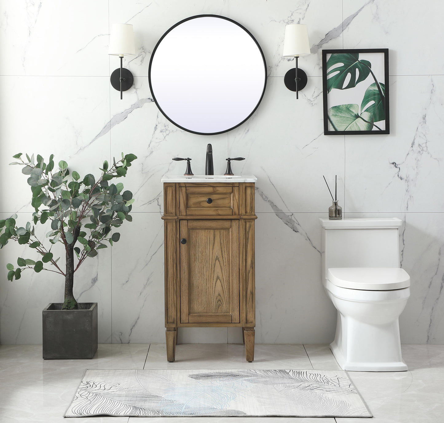 18 inch Single Bathroom Vanity in Driftwood - BC1201835DW