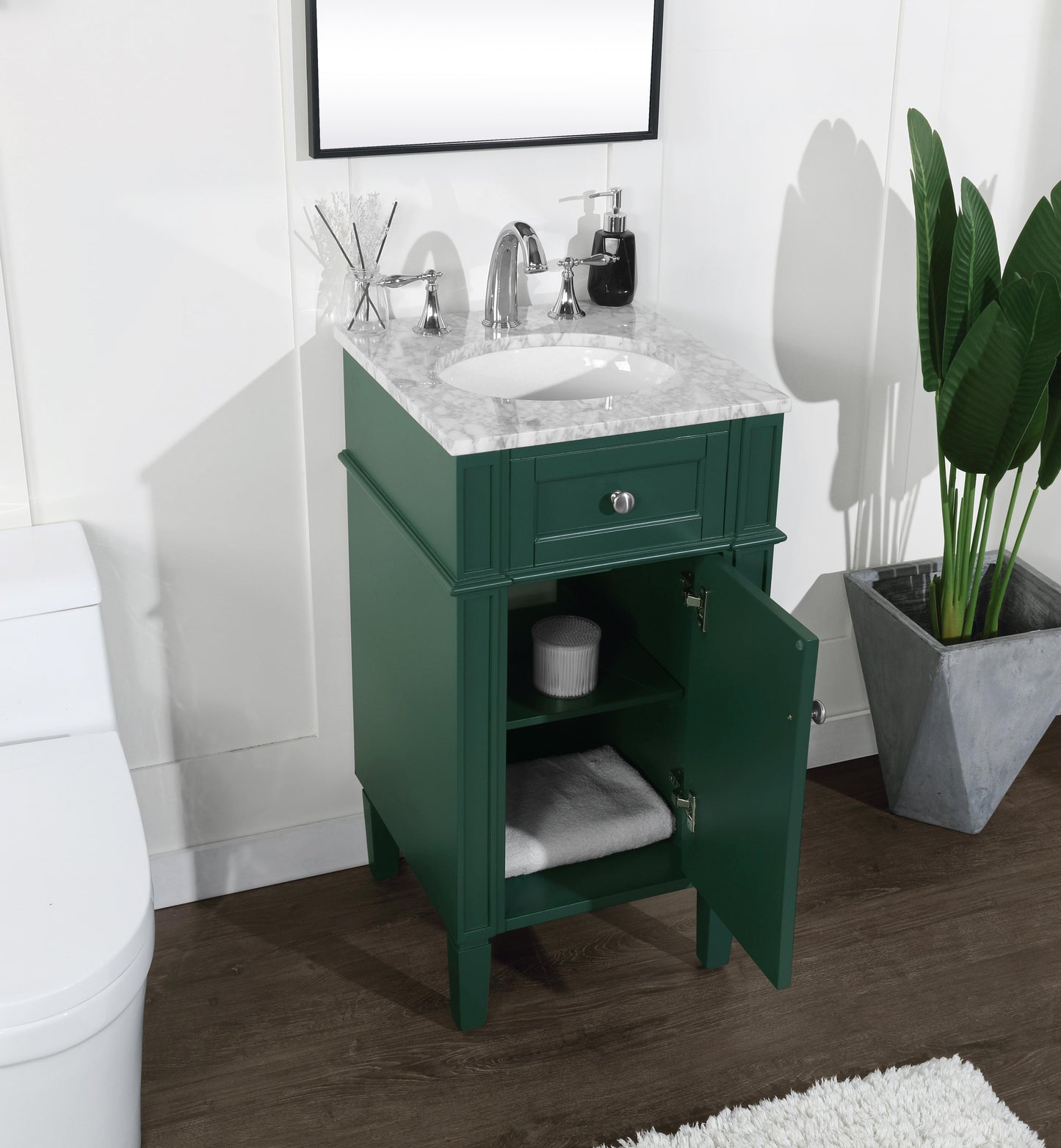 18 inch Single Bathroom Vanity in Green - BC1201835GN