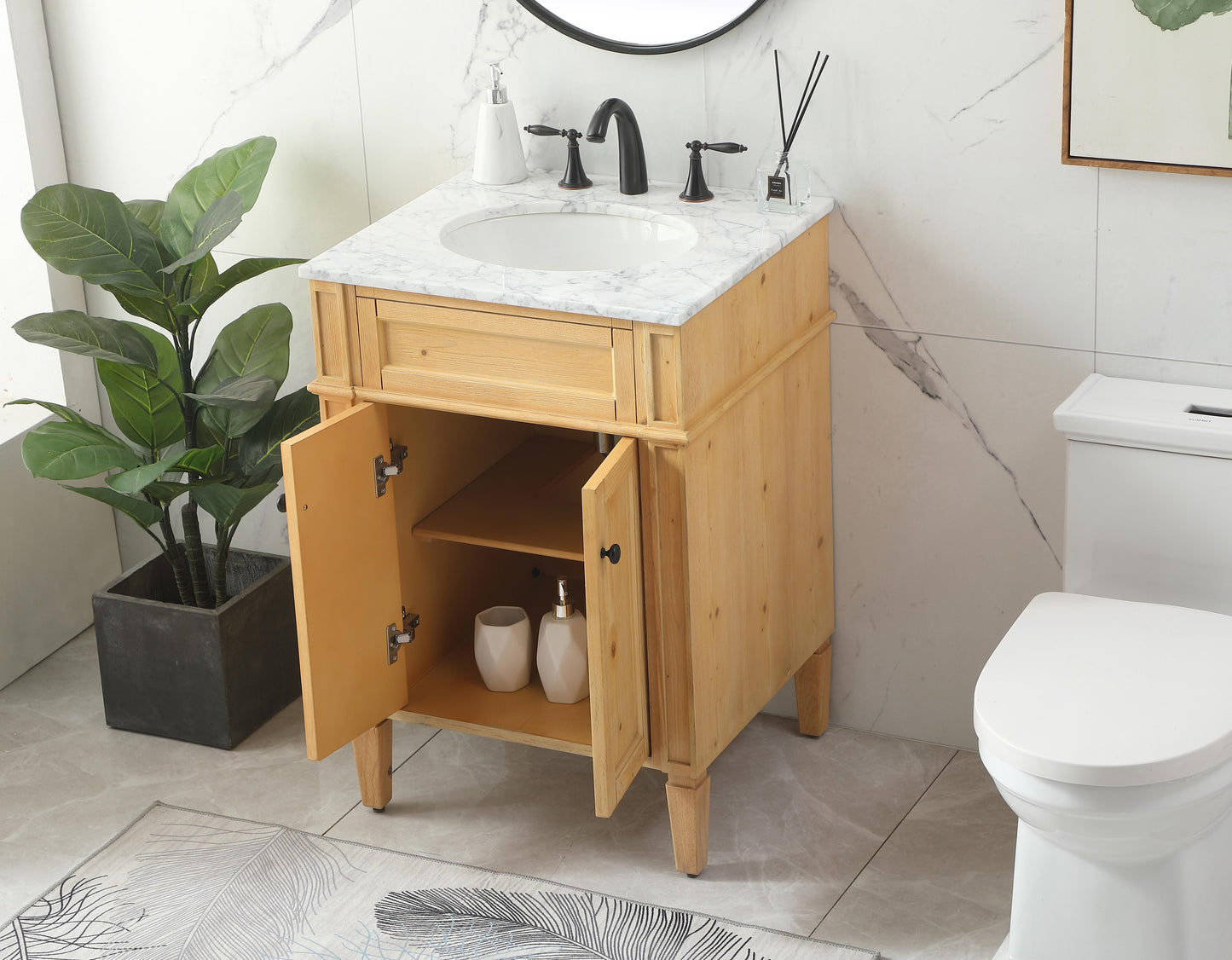 24 inch Single Bathroom Vanity in Natural Wood - BC1202435NW