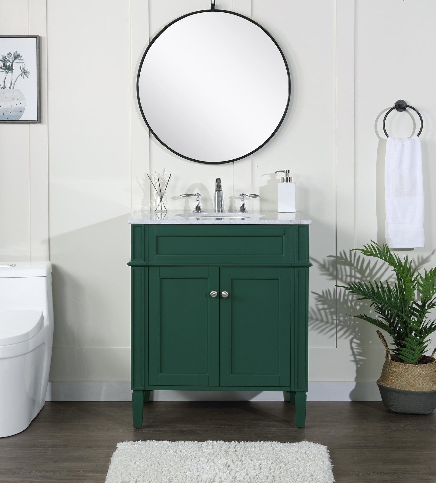 30 inch Single Bathroom Vanity in Green - BC1203035GN