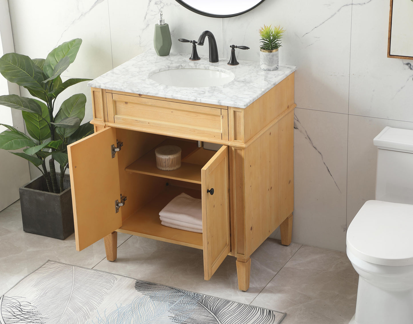 30 inch Single Bathroom Vanity in Natural Wood - BC1203035NW