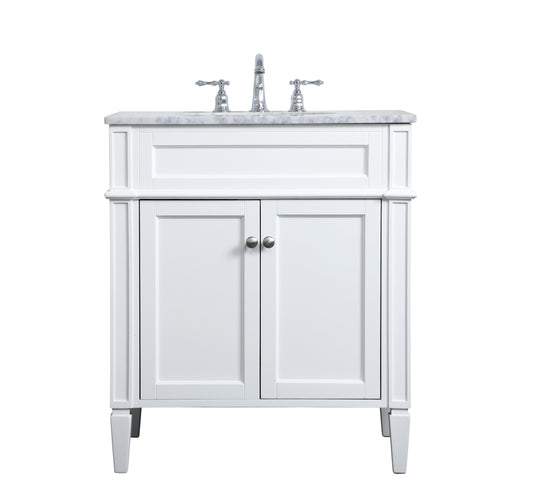 30 inch Single Bathroom Vanity in White - BC1203035WH