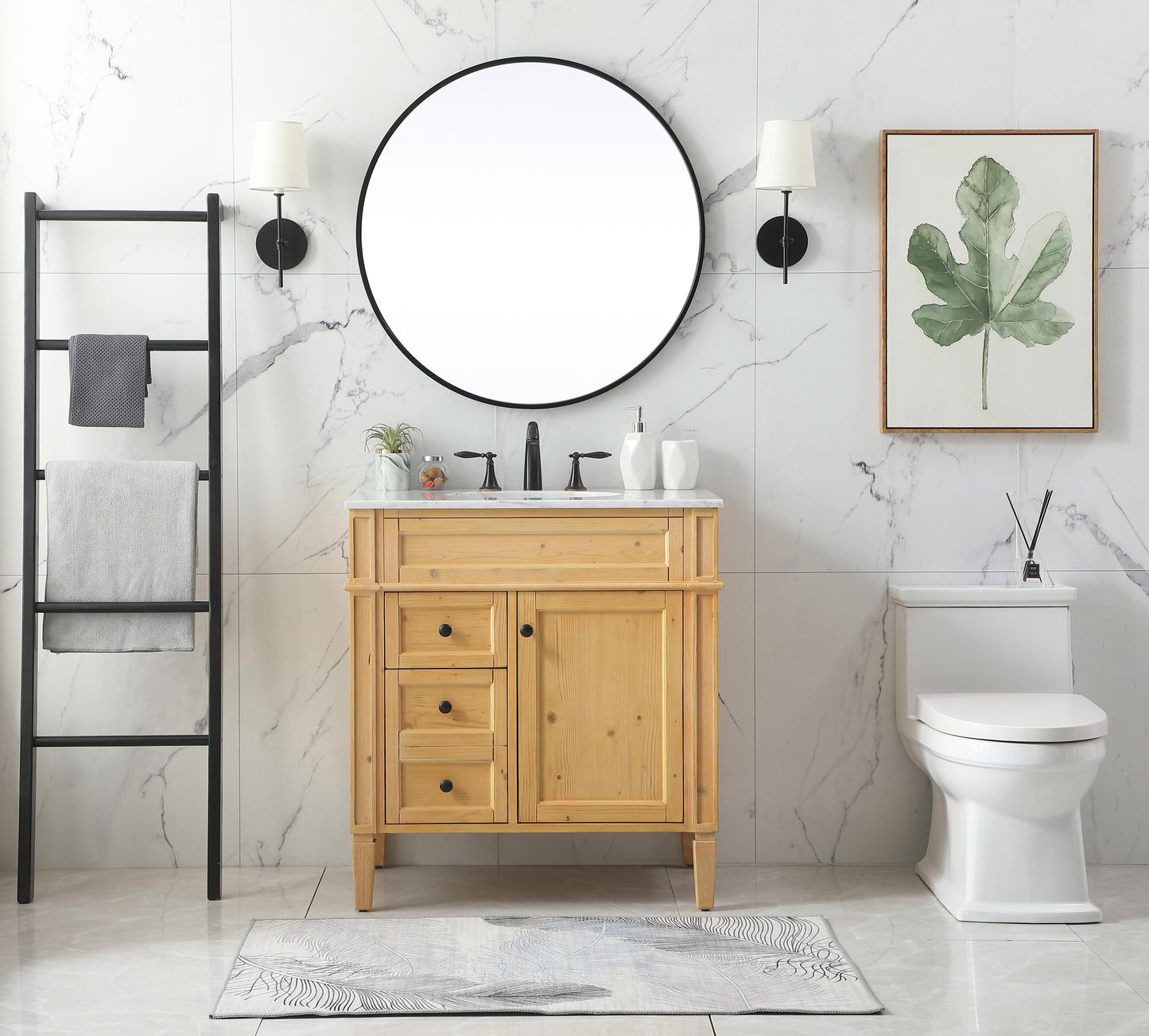 32 inch Single Bathroom Vanity in Natural Wood - BC1203235NW