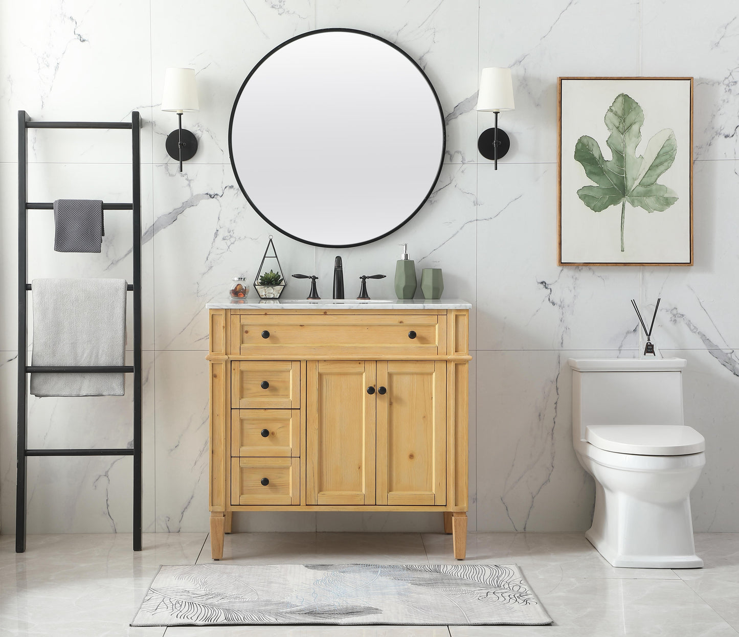 36 inch Single Bathroom Vanity in Natural Wood - BC1203635NW