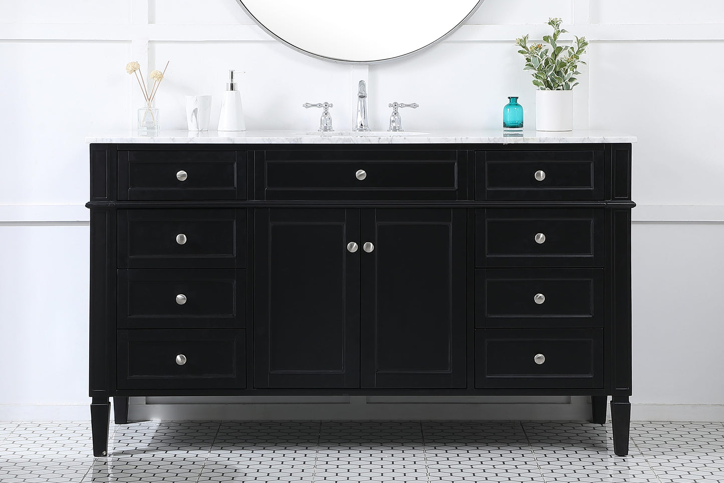 60 inch Single Bathroom Vanity in Black - BC1206035BK