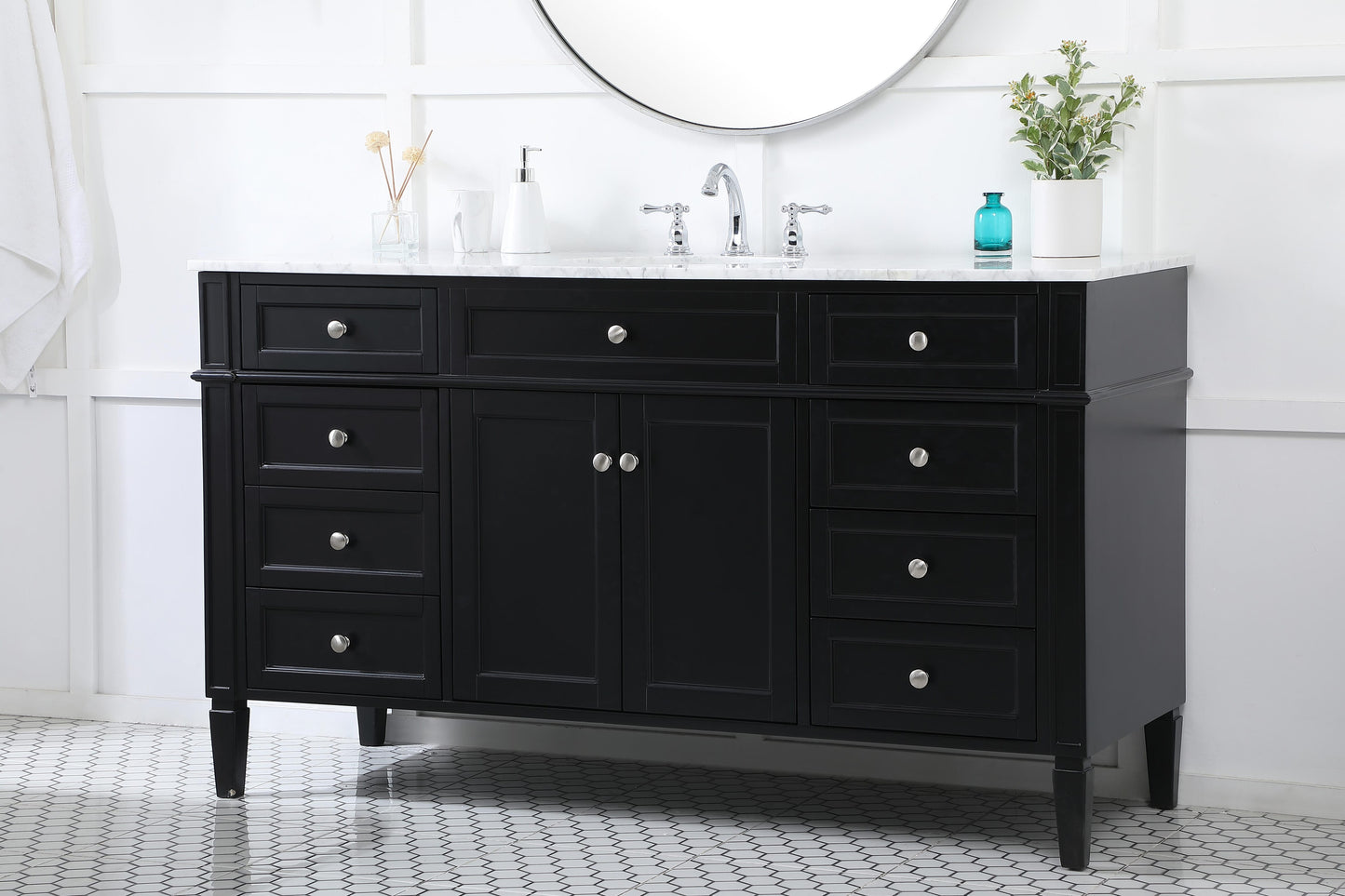 60 inch Single Bathroom Vanity in Black - BC1206035BK