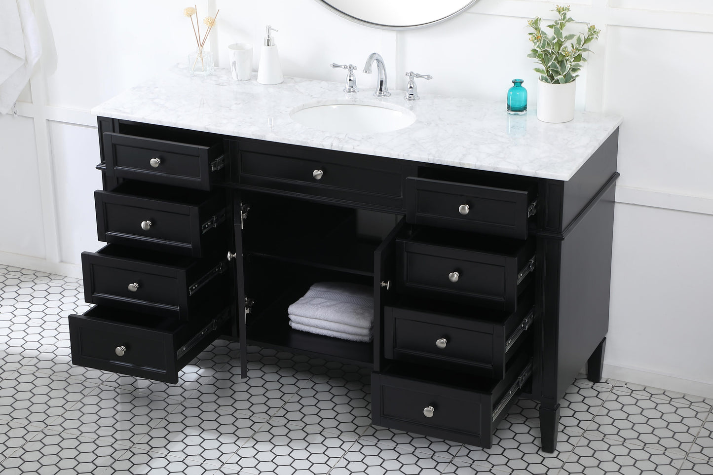 60 inch Single Bathroom Vanity in Black - BC1206035BK