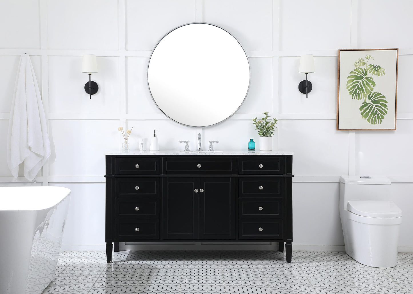 60 inch Single Bathroom Vanity in Black - BC1206035BK