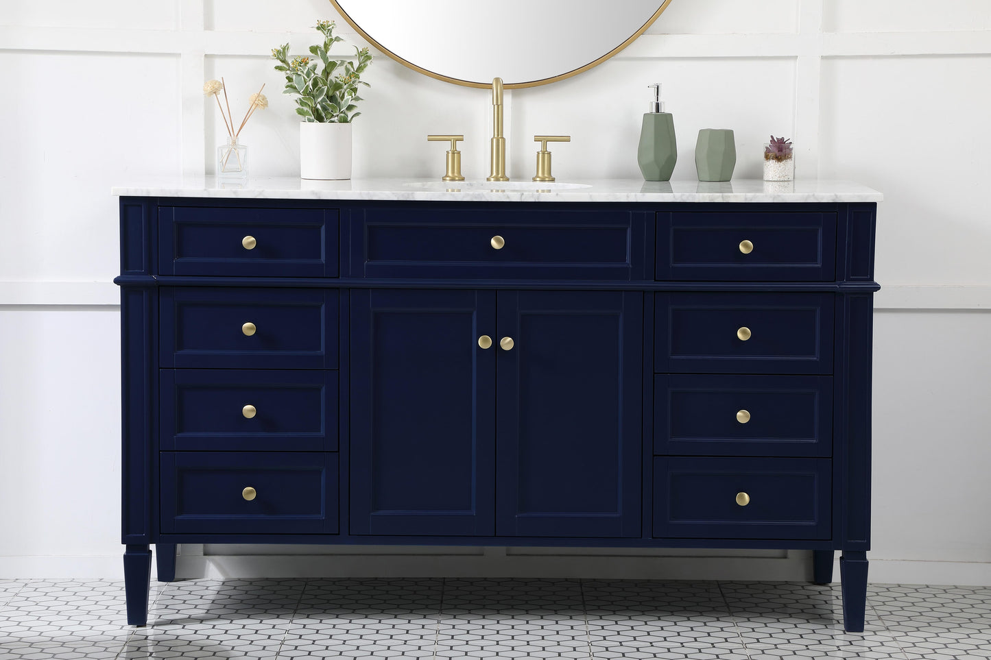 60 inch Single Bathroom Vanity in Blue - BC1206035BL