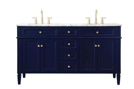 60 inch Double Bathroom Vanity in Blue - BC120D6035BL