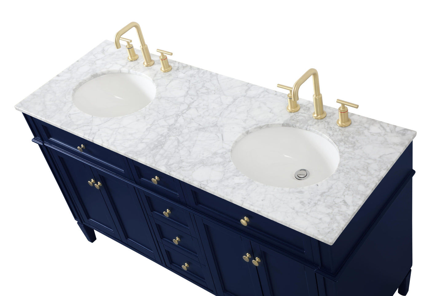 60 inch Double Bathroom Vanity in Blue - BC120D6035BL