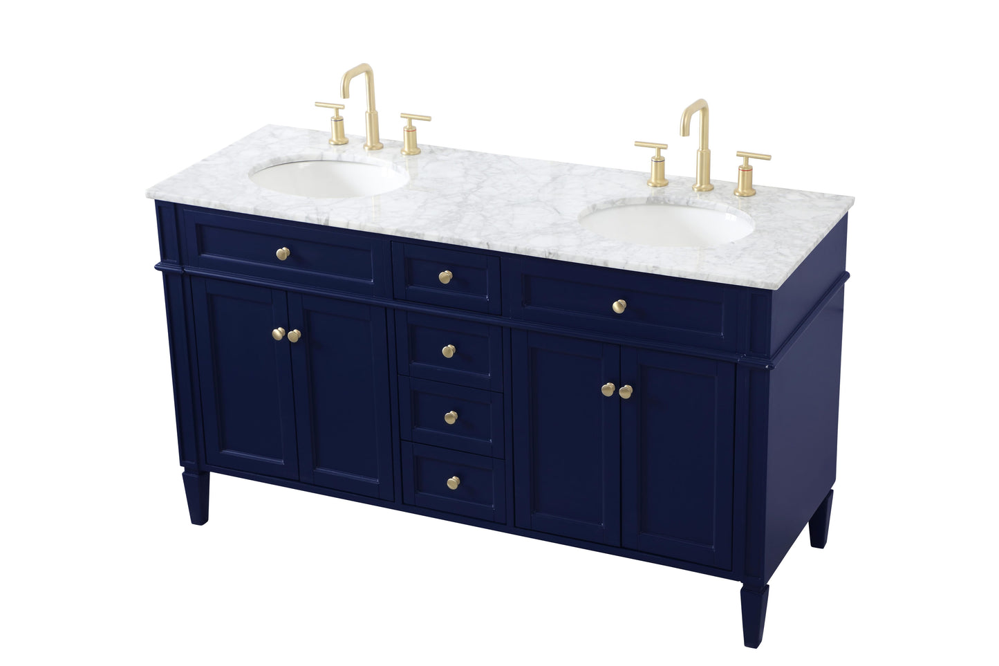 60 inch Double Bathroom Vanity in Blue - BC120D6035BL